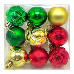 Новорічні прикраси, 9 штук, кульки, D=4 см, у слюді