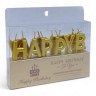 Свечи для торта "Надпись-Happy Birthday" золото(30964)
