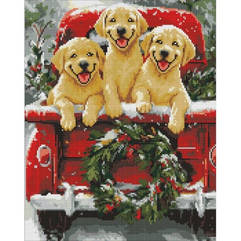 Алмазная мозаика "Собачья поездка" 40х50 см