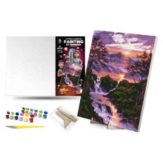 Картина по номерам 40х50 см "Водопад на рассвете" с деревянной подставкой
