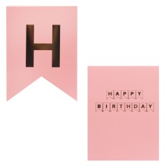 Гирлянда "Happy Birthday", розовая