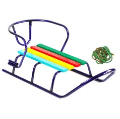 Санки "ЛЮКС КЛАССИК" - БЕЗ РУЧКИ круглые полозья (цвет синий)