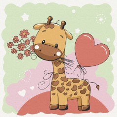 Картина по номерам "Жирафик с цветами" 30х30 см