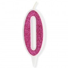 Декоративная свечка "Цифра 0", розовая