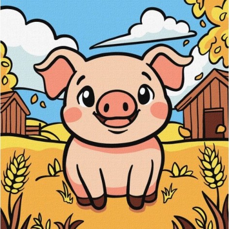 Картина по номерам "Файный поросенок" 25х25 см