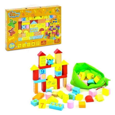 Деревянный конструктор "Fun Game", 60 деталей