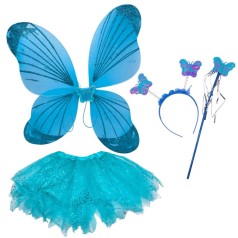 Маскарадний костюм "Крила" з підсвічуванням (крила, спідничка, обруч) БЛАКИТНІ