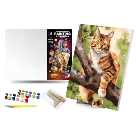 Картина по номерам 40х50 см "Охотник на дереве" с деревянной подставкой