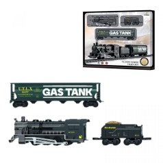 Железная дорога 15 элементов, 2 грузовых вагона, звук, подсветка, в коробке