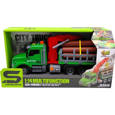 Машина лесовоз с манипулятором инерционная; озвученная, со светом (в коробке 34,5x13x18 см)