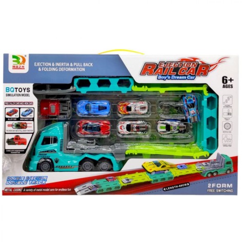 Трейлер-трек (інерц.з метал.машинками) БІРЮЗОВИЙ