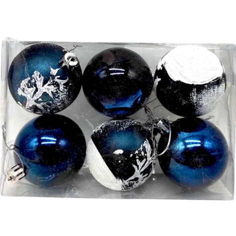 Новорічні прикраси, 6 штук, кульки, D = 5,5  см, у слюді