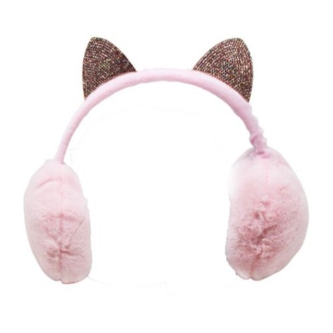 Хутряні навушники "Котик", рожеві