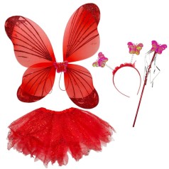Маскарадний костюм "Крила" з підсвічуванням (крила, спідничка, обруч) ЧЕРВОНІ