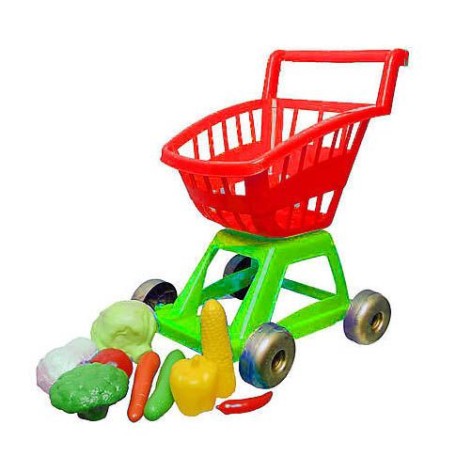 Тележка с овощами, красная+зеленая, 11 предметов