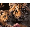 Набор для росписи по номерам "Тигрица с тигренок" 40х50 см