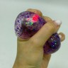 Сквиш антистресс "Куб льда LED с блестками" 5cm (розовый)
