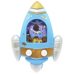 Водная игра с колечками "Ракета", голубой