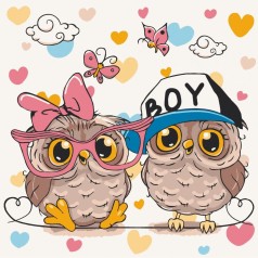 Картина по номерам "Пара совят" 30х30 см