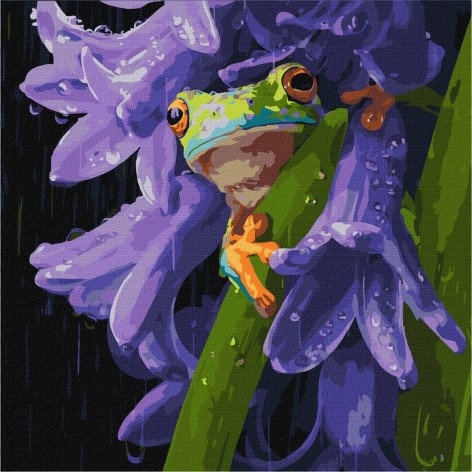 Картина по номерам "Лягушонок под дождем" 40х40см