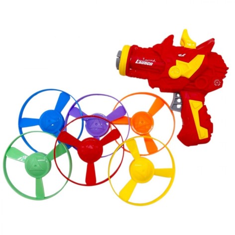 Пістолет -запускачка "Динозавр", 6 дисків у пакеті (ЧЕРВОНИЙ)