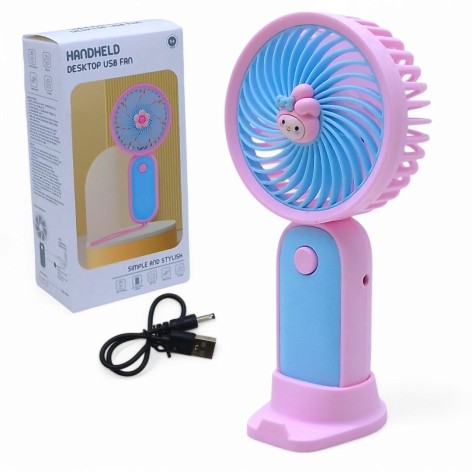 Вентилятор ручний, вбудований акумулятор, аніме Sanrio My Melody USB кабель, в коробці (рожевий)