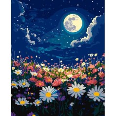 Картина по номерам "Мистическая ночь над весенним лугом" 40х50 см