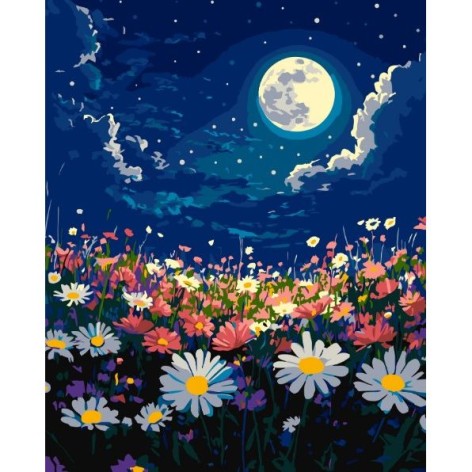 Картина по номерам "Мистическая ночь над весенним лугом" 40х50 см