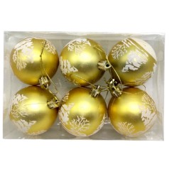 Новорічні прикраси, 6 штук, кульки, D=6 см, у слюді