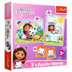 Пазлы - (2в1 + Мемо) - "Габби с котиками"