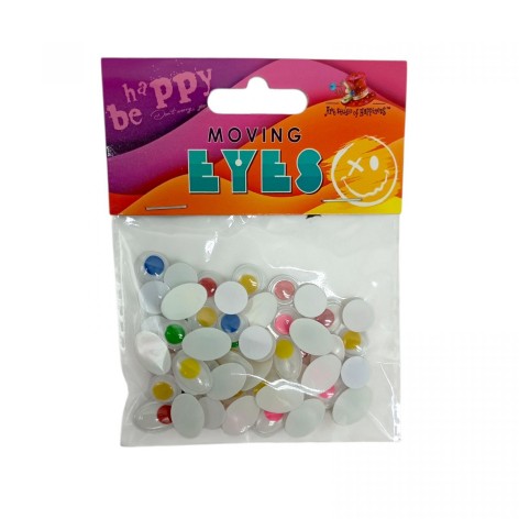 Движущиеся глаза, круглые 50шт., 10мм*25шт, 10*15мм*25шт.цветные
