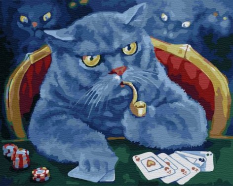Картина за номерами "Кіт гравець"???