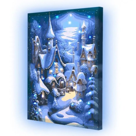 Картина по номерам со светодиодной подсветкой "Зимний город" 40х50 см