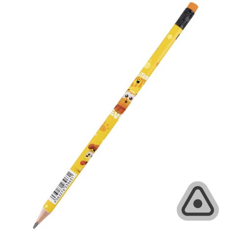 Карандаш графитный с ластиком, тригранный GF