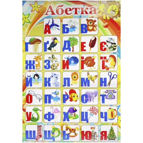 Плакат "Алфавіт УКРАЇНСЬКИЙ 45 * 60см, мелован.папір