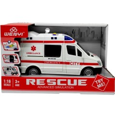 Машина "Швидка допомога", підсвічування, звуки, інерція, в коробці