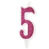 Свечка декоративная "Цифра 5", розовая