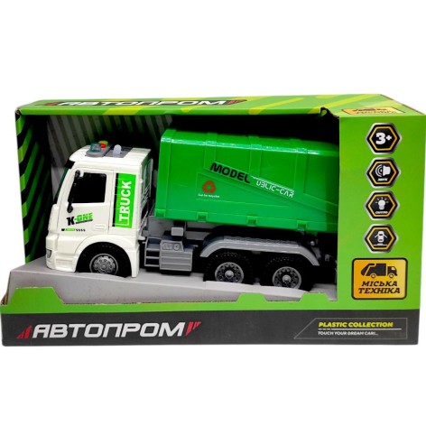 Машина на батарейках "АВТОПРОМ. Мусоровоз", свет, звук (33,5*19*11,5 см)