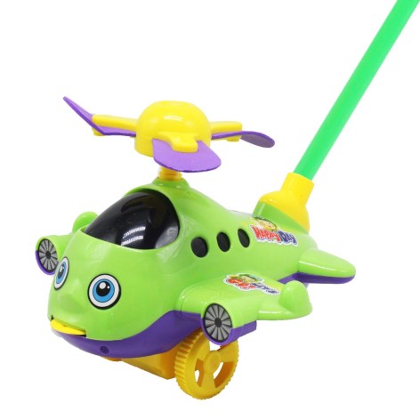 Каталка "Самолетик" с ручкой (зеленый)