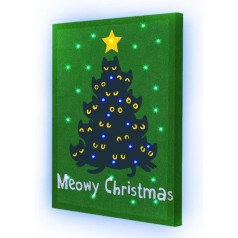 Картина по номерам со светодиодной подсветкой "Кошачья елка" 40х50 см