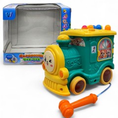 Музыкальный паровозик "Чух-чух" (укр), бирюзовый