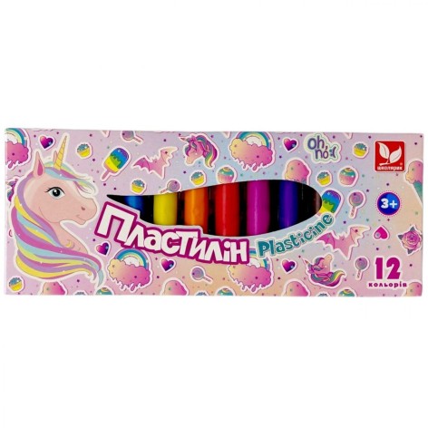Пластилин круглый восковой Unicorn 12 цветов.