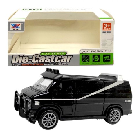 Машинка 1:32 металева інерційна фургон ЧОРНИЙ З СМУЖКОЮ (СІРОЮ)