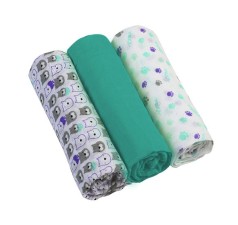 Пелюшки муслінові бавовняні (70х70 см) 3 шт., бірюзові