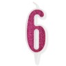 Свечка декоративная "Цифра 6", розовая