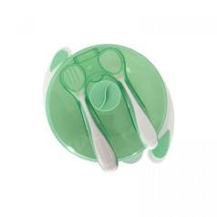 Тарелка на присоске с ложкой и вилкой (МЯТНАЯ)