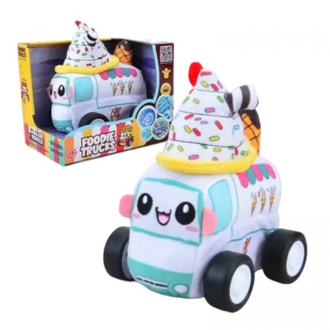 Машинка мягкая "Фургон с мороженым", звуки транспорта, веселые мелодии, вибрация, чехол съемный, резиновые шины, на батарейках, в коробке