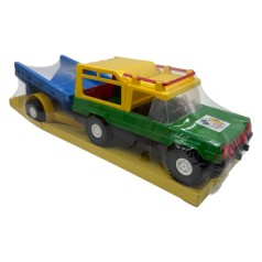 Машина "Мерс с коневозом" (зеленый + синий прицеп)