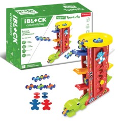 Трек IBLOCK арт. PL-921-291 (12шт) 2 цвета, Трек семиуровневый +1 тройная маш.+ 3 одинарные маш.+наклейки., р-рТрека 39,8*44,6*19,5см, короб. 43*31*11см