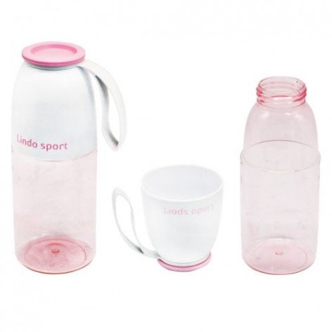Спортивна пляшка для води 2 в 1, 450 мл (рожева)